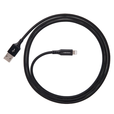 Ventev Chargesync Alloy USB A to Apple Lightning Cable 4ft, Black AC4-BLK256515